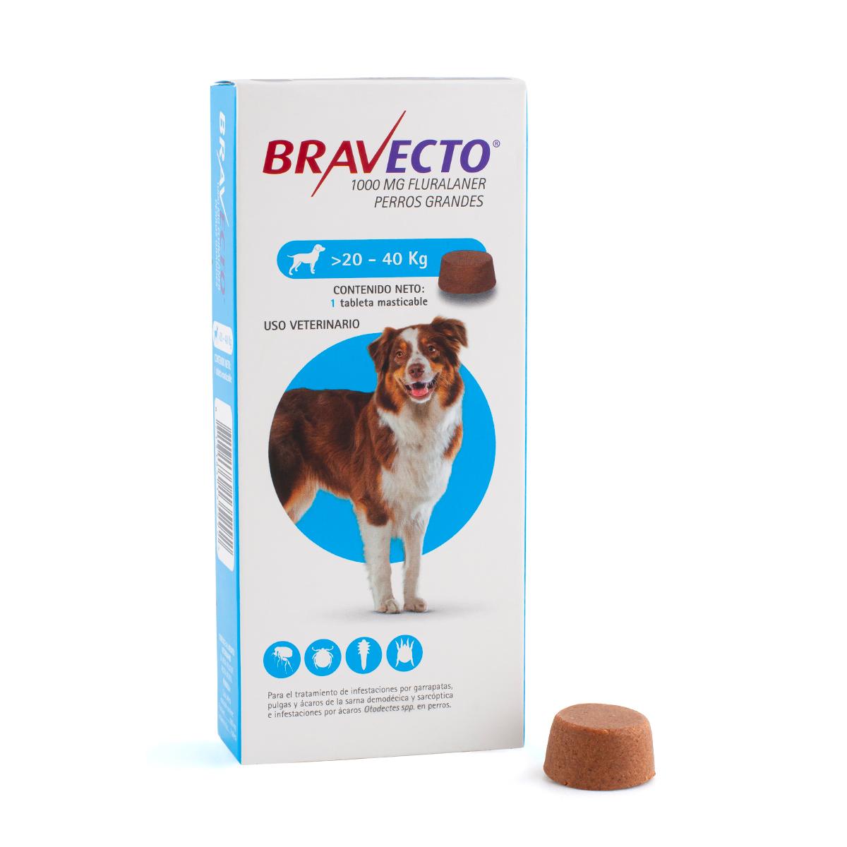 Bravecto Chew Tableta Masticable Antiparasitaria Externa para Perro, 20 a 40 kg